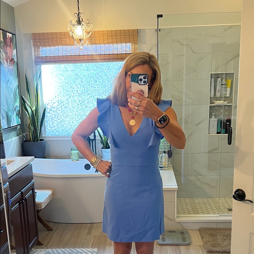 French Connection Blue Ruffle Sleeve Mini Dress size 4